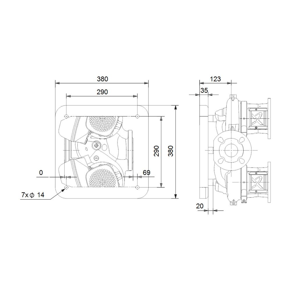 Grundfos Grundplatte DN 50, Mechanisches Zubehör für TPE2 D und TPE3 D 50... GRUNDFOS-99150055 5712607677701 (Abb. 3)