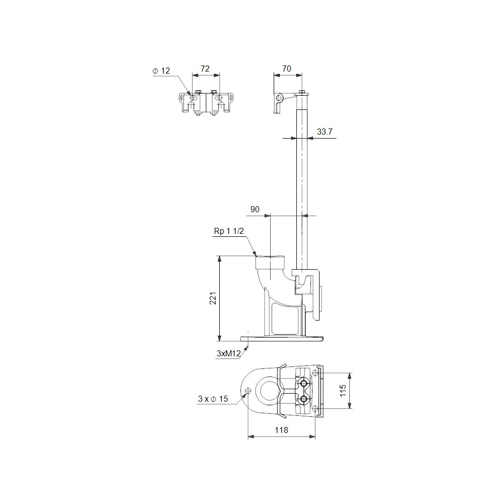 Grundfos Kupplungsfußkrümmer DN 40/DN 40, Zubehör für Schmutz- und Abwasserpumpen SE... GRUNDFOS-96076063 5700395274042 (Abb. 3)
