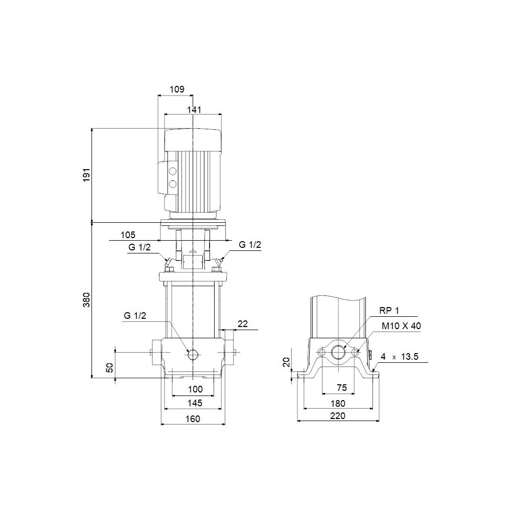 Grundfos Vertikale Kreiselpumpe CR 5-6 A-A-A-E-HQQE, 3x230/400V max. 16 bar max. För... GRUNDFOS-96516979 5700396754086 (Abb. 3)