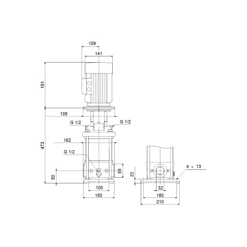 Grundfos Vertikale Kreiselpumpe CRI 10-2 A-CA-A-E-HQQE, 3x230/400V max. 16 bar max. ... GRUNDFOS-96501025 5700396213859 (Abb. 3)
