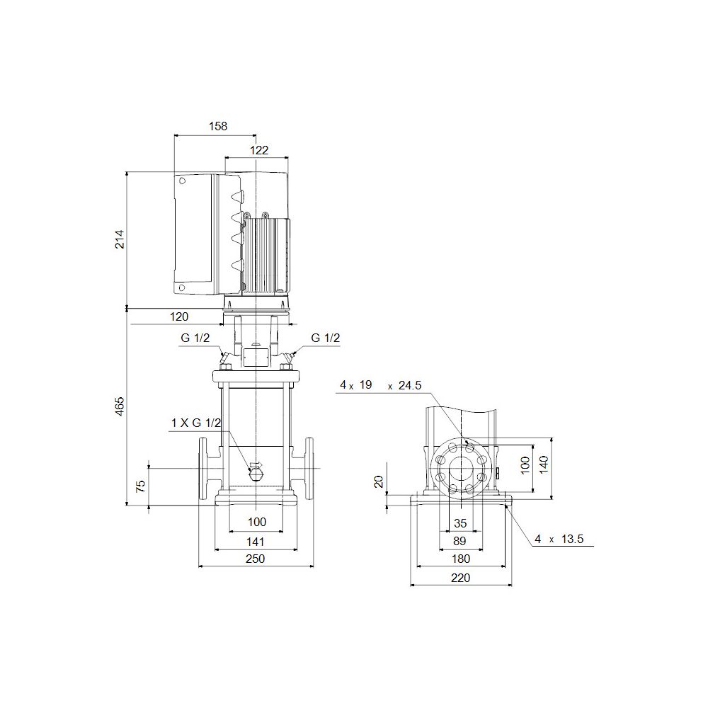 Grundfos Vertikale Kreiselpumpe CRE 10-5 A-FJ-A-E-HQQE, 3x380-500V max. 16 bar max. ... GRUNDFOS-99071453 5712606191512 (Abb. 3)