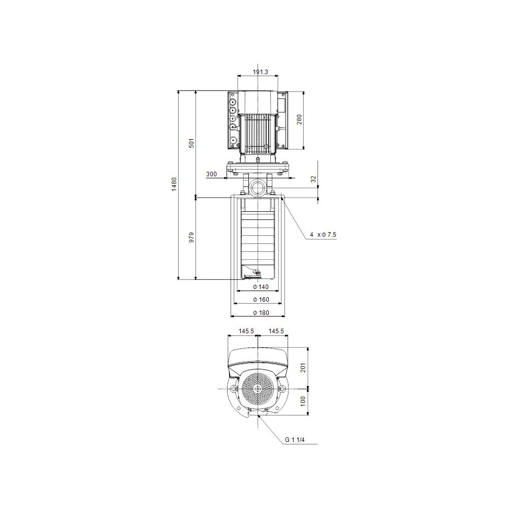 Grundfos Eintauchpumpe geregelt MTRE 1-19/19 HS-W-A-HUUV 3x400V 5,5kW 5282/min max. ... GRUNDFOS-99159863 5712607849283 (Abb. 3)
