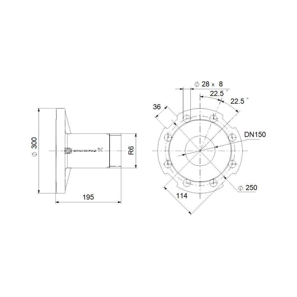 Grundfos Übergangsflansch R 4"xDN 100 PN16/40 SP, Zubehör für Unterwasserpumpen... GRUNDFOS-140071 5700830574355 (Abb. 3)