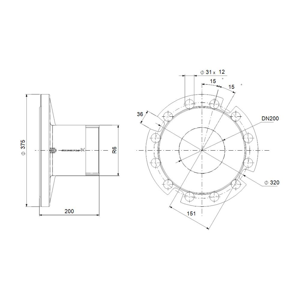 Grundfos Übergangsflansch R 6"xDN 200 PN40 SP, Zubehör für Unterwasserpumpen... GRUNDFOS-170162 5700830574829 (Abb. 3)