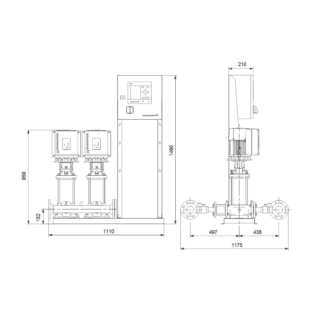 Grundfos Druckerhöhungsanlage Hydro MPC-E 2 CRIE 15-4, 1460x1135mm 5,5kW 16 bar max.... GRUNDFOS-99166917 5712607971977 (Abb. 3)