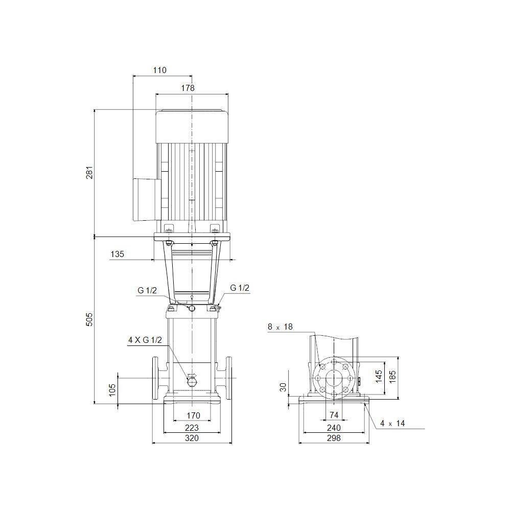 Grundfos Vertikale Kreiselpumpe CR 32-3 A-F-A-E-HQQE, 3x400DV max. 16 bar max. Förde... GRUNDFOS-96122011 5700396680552 (Abb. 3)