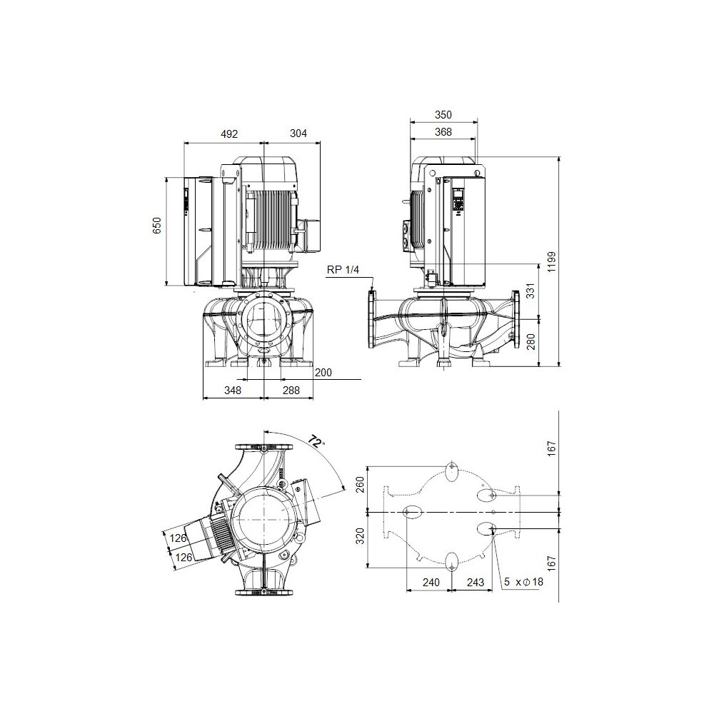 Grundfos Trockenläuferpumpe elektr. ger. TPE 200-240/4 NC-A-F-A-BQQE-RW3, 3x400V 57A... GRUNDFOS-92843565 5715120402515 (Abb. 3)