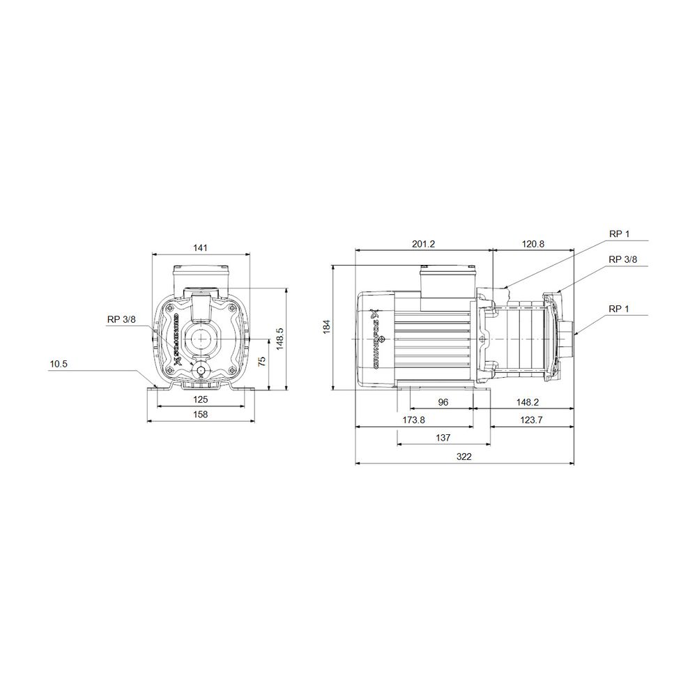 Grundfos Horizontale Kreiselpumpe CM 3-4 A-R-A-E-AQQE F-A-A-N, 3x400V 0,46kW 2770/mi... GRUNDFOS-96807026 5700310919737 (Abb. 3)