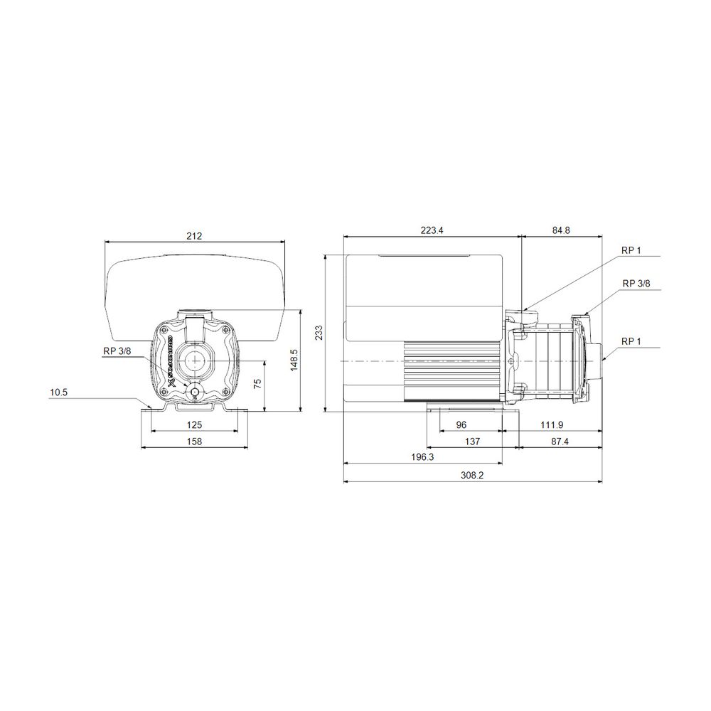 Grundfos Horizontale Kreiselpumpe CME 3-5 A-R-A-E-AQQE U-A-D-N, 1x230V 1,1kW 3480/mi... GRUNDFOS-98394997 5711494281992 (Abb. 3)