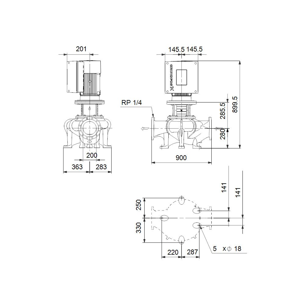 GRUNDFOS Elektronisch geregelte Trockenläuferpumpe TPE200-90/4-A-F-A-BQQE PN16 3x400... GRUNDFOS-99113662 5712607013707 (Abb. 3)