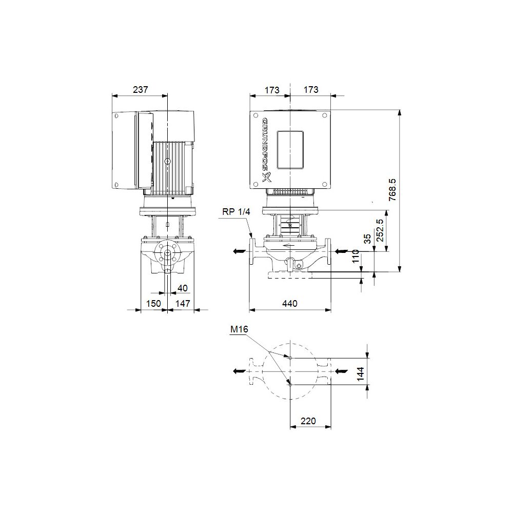 GRUNDFOS Elektronisch geregelte Trockenläuferpumpe TPE40-630/2-A-F-A-BQQE PN16 3x400... GRUNDFOS-99113935 5712607019846 (Abb. 3)