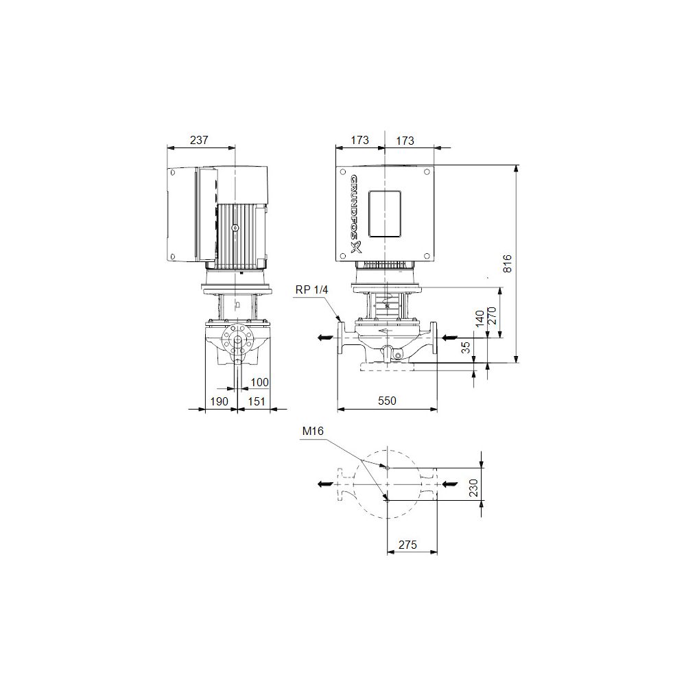 GRUNDFOS Elektronisch geregelte Trockenläuferpumpe TPE100-250/2-S-A-F-A-BQQE PN16 3x... GRUNDFOS-99114824 5712607036621 (Abb. 3)
