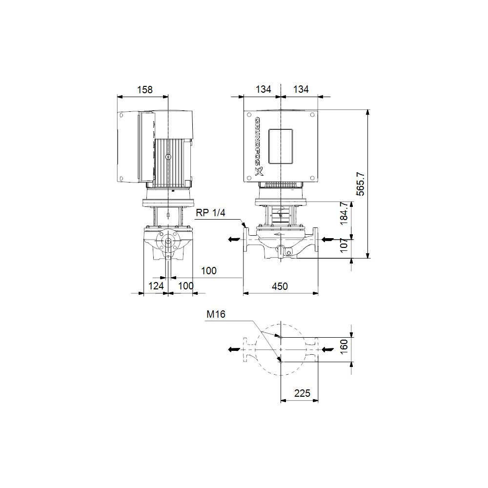 GRUNDFOS Elektronisch geregelte Trockenläuferpumpe TPE32-320/2-S-A-F-A-BQQE PN16 3x4... GRUNDFOS-99133574 5712607366230 (Abb. 3)