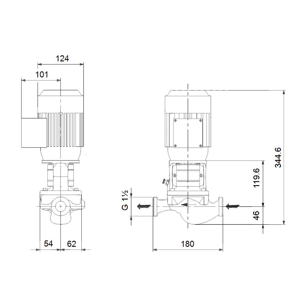 Grundfos Trockenläuferpumpe TP 25-90/2 A-O-A-BQQE-DW1, 1x220-230V 2,60-2,50A 10 bar ... GRUNDFOS-98346604 5711493380054 (Abb. 3)