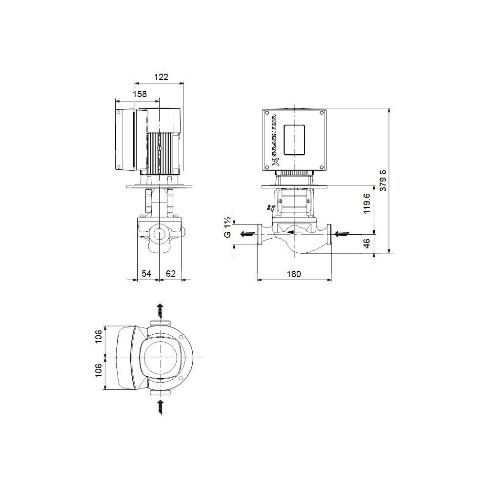 GRUNDFOS Elektronisch geregelte Trockenläuferpumpe TPE25-80/2-A-O-A-BQQE PN10 1x230V... GRUNDFOS-98525614 5711496569197 (Abb. 3)