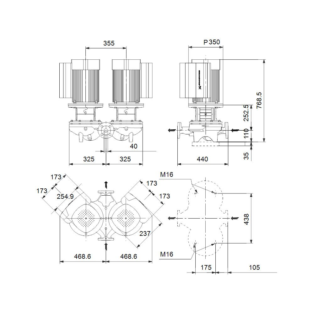GRUNDFOS Elektronisch geregelte Trockenläuferpumpe TPED40-630/2-S-A-F-A-BQQE PN16 3x... GRUNDFOS-99132811 5712607354596 (Abb. 3)