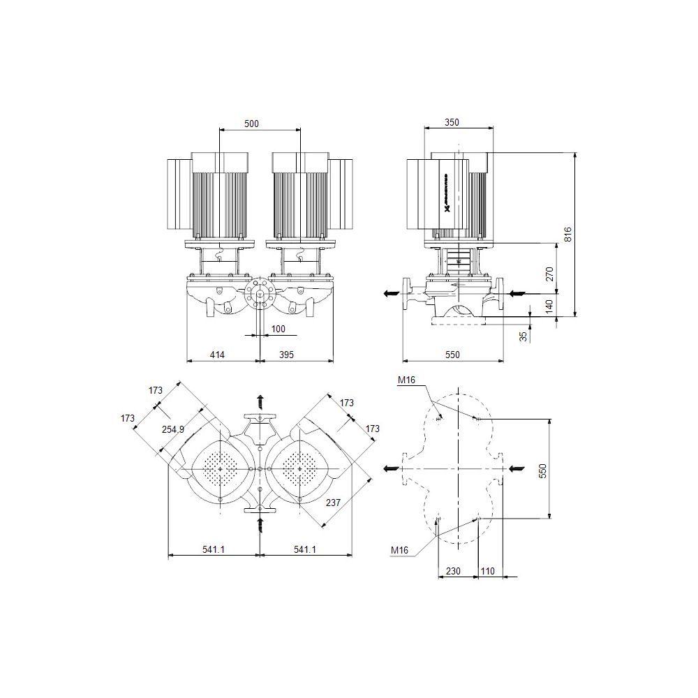 GRUNDFOS Elektronisch geregelte Trockenläuferpumpe TPED80-330/2-A-F-A-BQQE PN16 3x40... GRUNDFOS-99114620 5712607032678 (Abb. 3)
