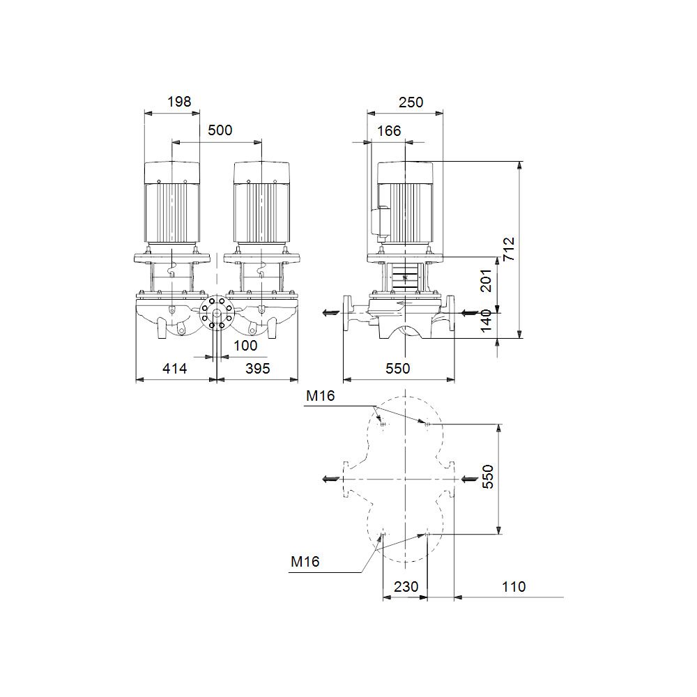 Grundfos Trockenläuferpumpe TPD 100-170/4 A-F-A-BQQE-LW3, 3x380-420D/660-725YV 10,8/... GRUNDFOS-96109369 5700396983479 (Abb. 3)
