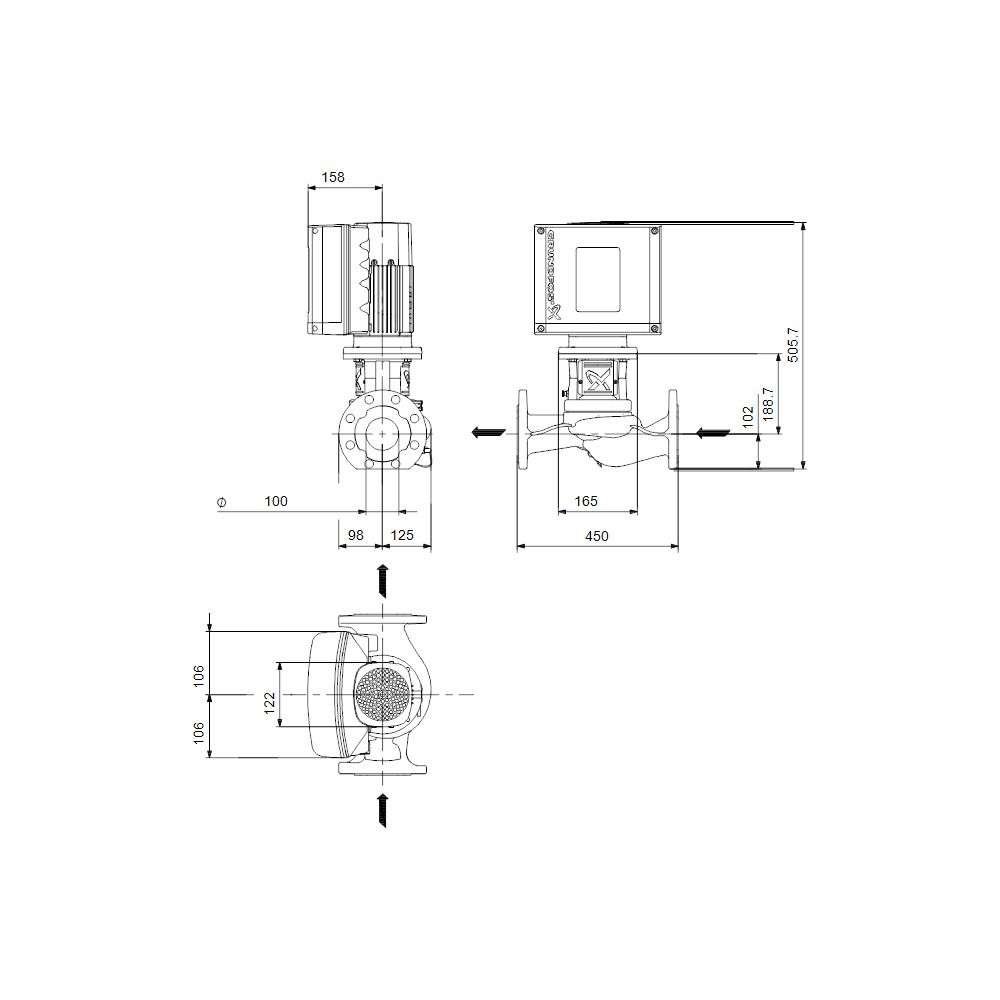 Grundfos Trockenläuferpumpe elektronisch geregelt TPE2 80-150 N-A-F-A-BQBE-HWB, 1x20... GRUNDFOS-99223841 5712608988318 (Abb. 3)