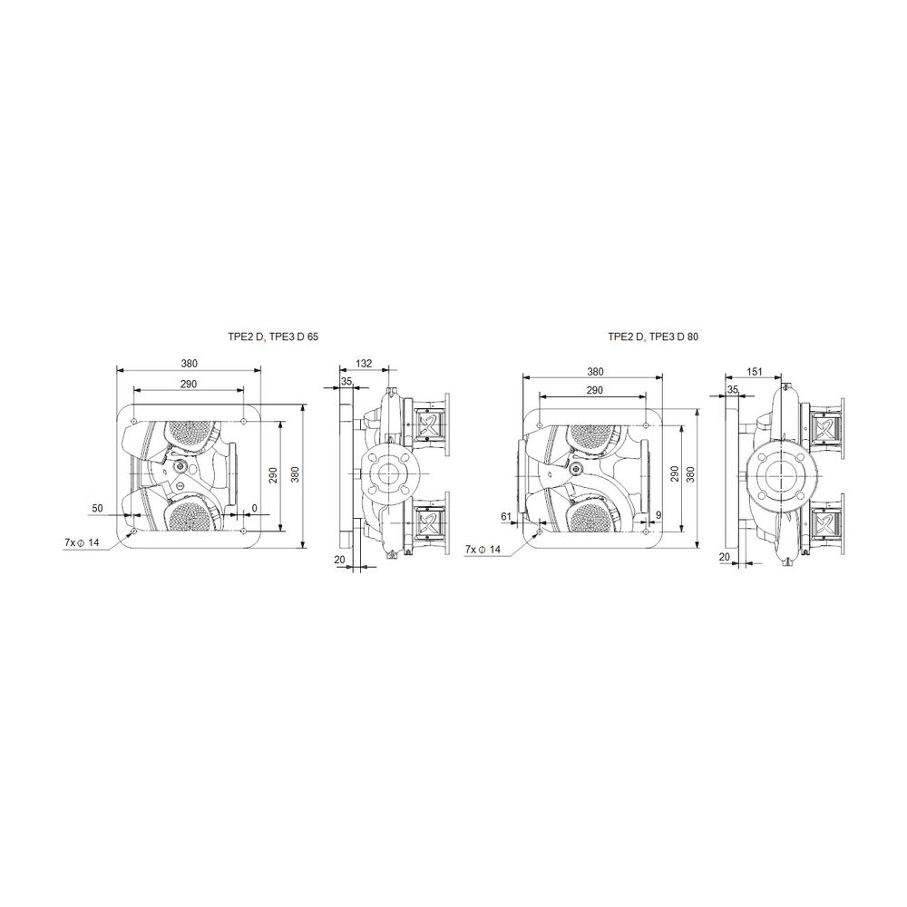 Grundfos Grundplatte DN 65/DN 80, Mechanisches Zubehör für TPE2 D, TPE3 D 65 und 80... GRUNDFOS-99150056 5712607677718 (Abb. 3)