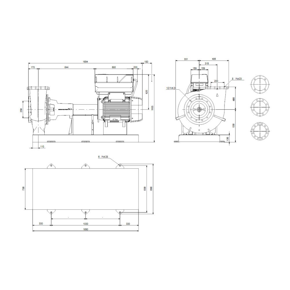Grundfos Normpumpe elektronisch geregelt NKGE 250-200-400/312 AA2F2AVSBQQVUW3, 55kW ... GRUNDFOS-92946657 5715121981538 (Abb. 3)
