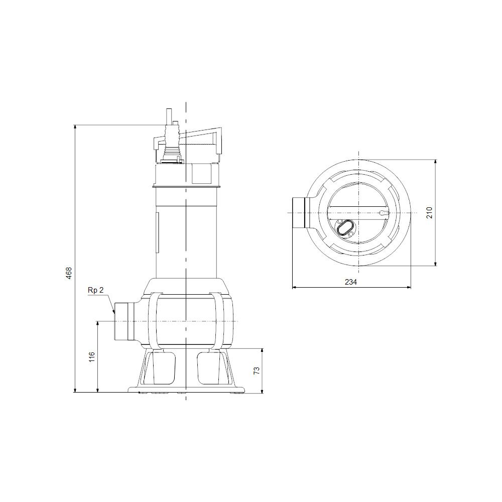 Grundfos Schmutzwasserpumpe Unilift AP35B.50.06.1V, 1x230V 0,66kW, max. Förderhöhe 1... GRUNDFOS-96004563 5700391488603 (Abb. 3)