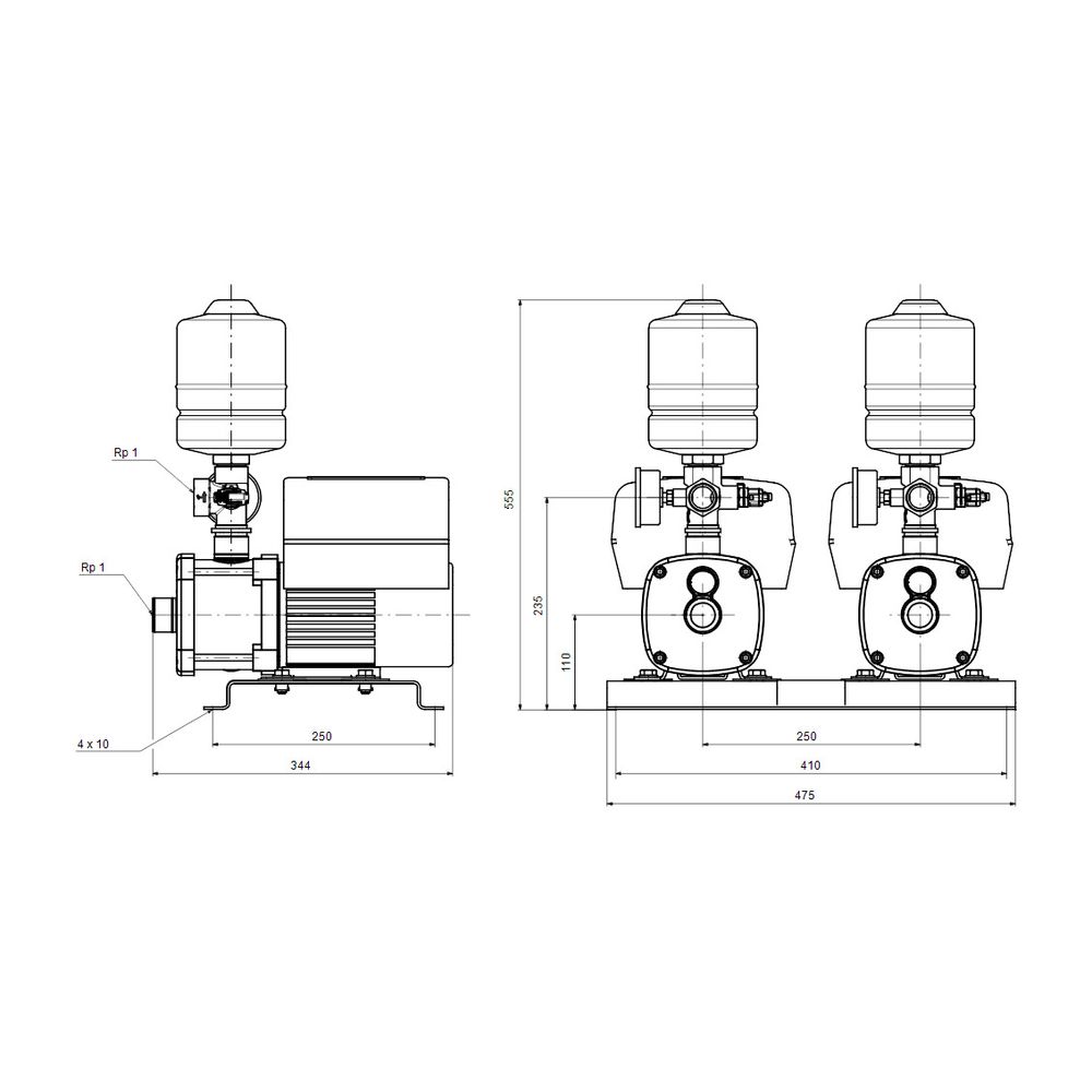 Grundfos Druckerhöhungsanlage CMBE TWIN 3-62, 555x475mm 1,1kW 10 bar max. Förderh. 6... GRUNDFOS-99220844 5712608934223 (Abb. 3)