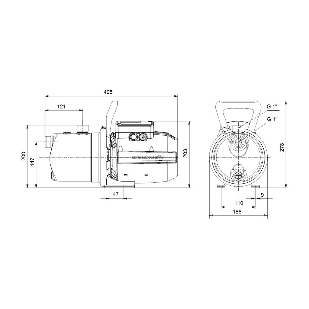 Grundfos Gartenpumpe JP 5-48 1x230V 50Hz 1,5m, 2870/min max. Arbeitsdruck 6 bar max.... GRUNDFOS-99458769 5713829460119 (Abb. 3)