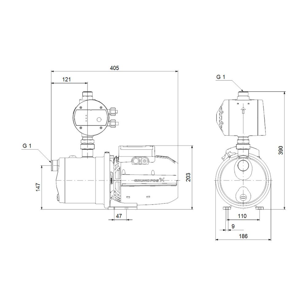 GRUNDFOS Gartenpumpe JP 5-48 PM1 1x230V 50Hz 1,5m SCHUKO HU... GRUNDFOS-99515138 5713830350249 (Abb. 3)