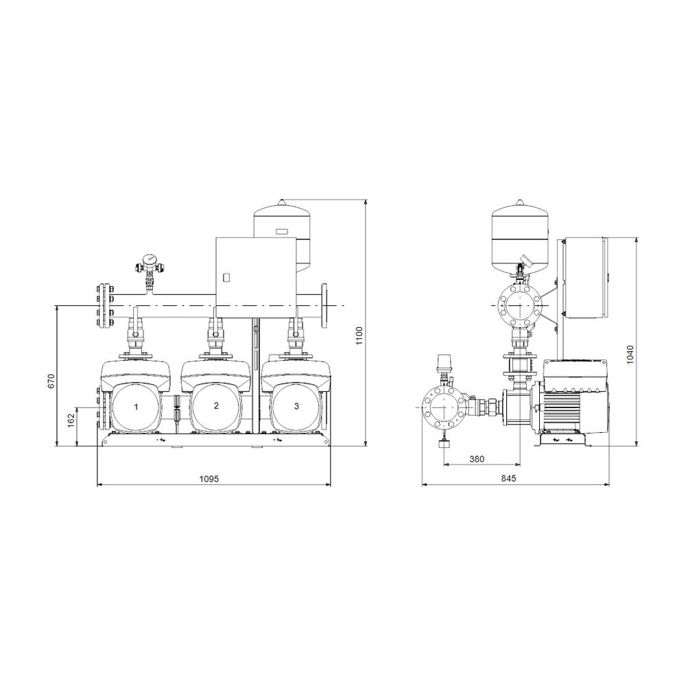 Grundfos Druckerhöhungsanlage Hydro Multi-E 3 CME 15-3, 1235x935mm 7,5kW 10 bar max.... GRUNDFOS-92786050 5715119583171 (Abb. 3)