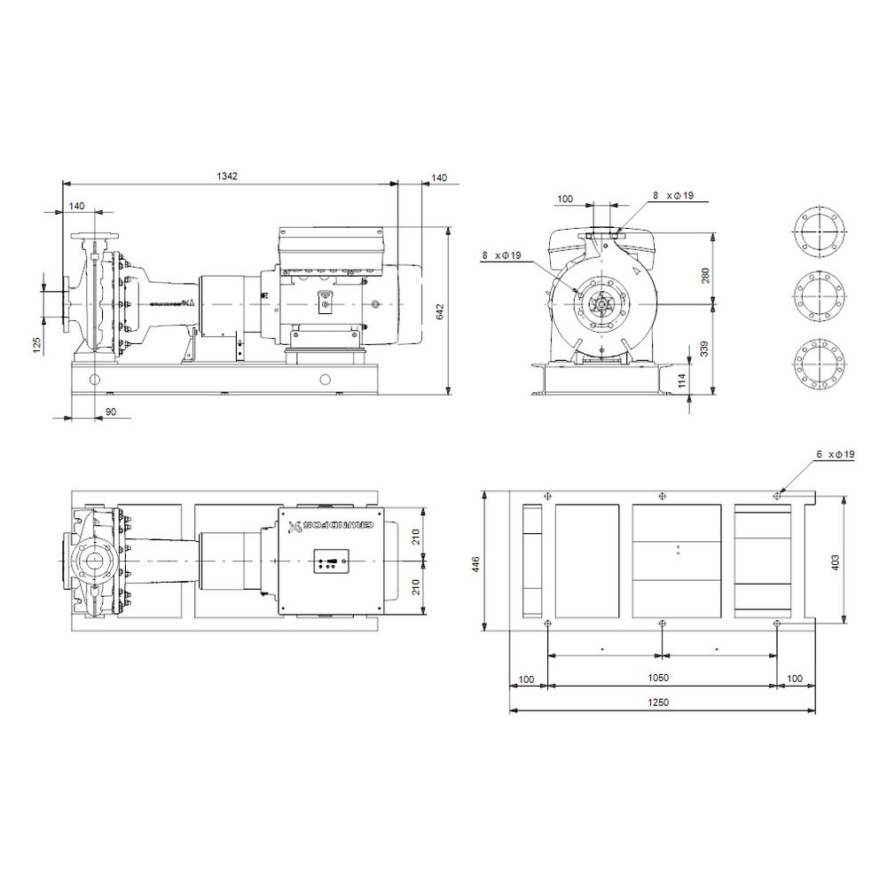 Grundfos Blockpumpe NKE 100-250/274BA2F2AESBAQEOWA, max. Betriebsdruck 16 bar, max. ... GRUNDFOS-98760145 5712600991309 (Abb. 3)