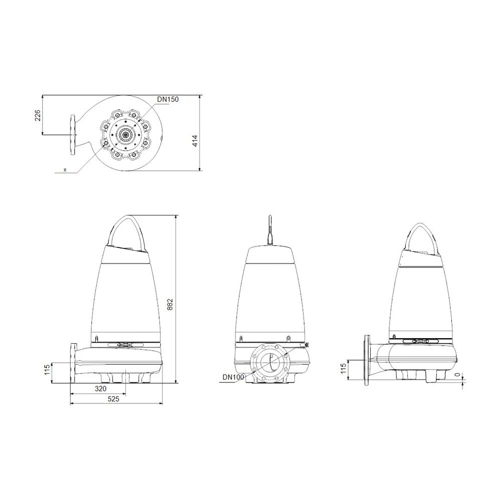 Grundfos Schmutzwasserpumpe Einkanallaufrad SE1.50.65.22.2.50D.B, 2,2kW 6 bar, bis 5... GRUNDFOS-96047509 5700395042788 (Abb. 3)