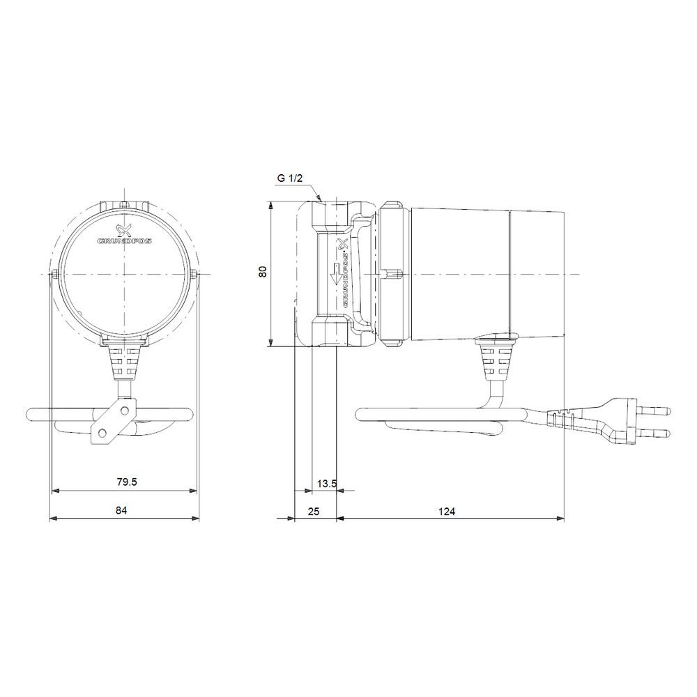 Grundfos Zirkulationspumpe COMFORT 15-14 B TU, 10 bar Einbaulänge 80mm max. Förderhö... GRUNDFOS-93093850 5715467680126 (Abb. 3)