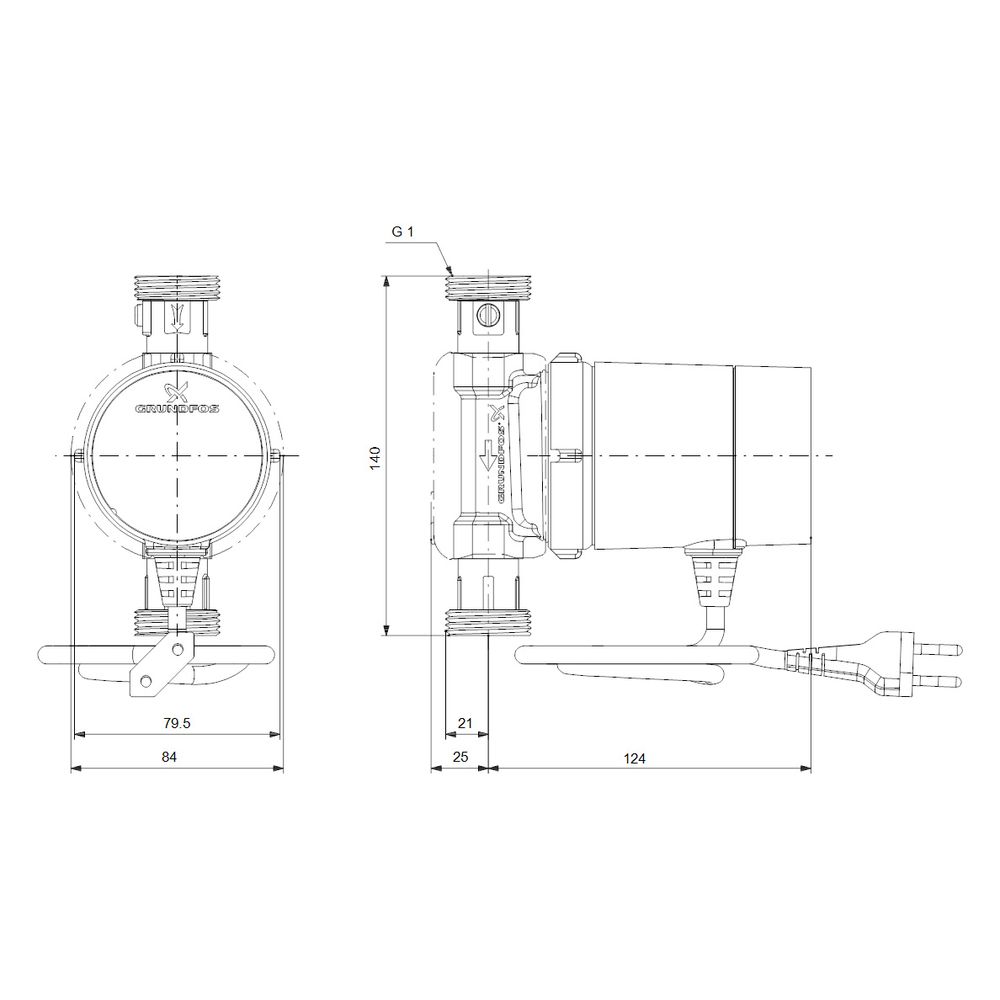 Grundfos Zirkulationspumpe COMFORT 15-14 BX TU, 10 bar Einbaulänge 140mm max. Förder... GRUNDFOS-93094391 5715467688610 (Abb. 3)