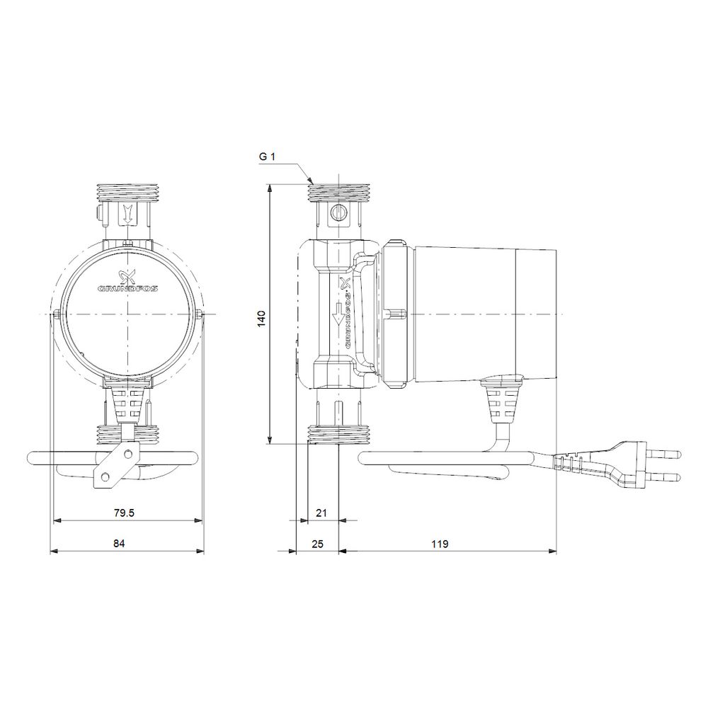 Grundfos Zirkulationspumpe COMFORT 15-14 BX T, 10 bar Einbaulänge 140mm max. Förderh... GRUNDFOS-93095533 5715467705799 (Abb. 3)
