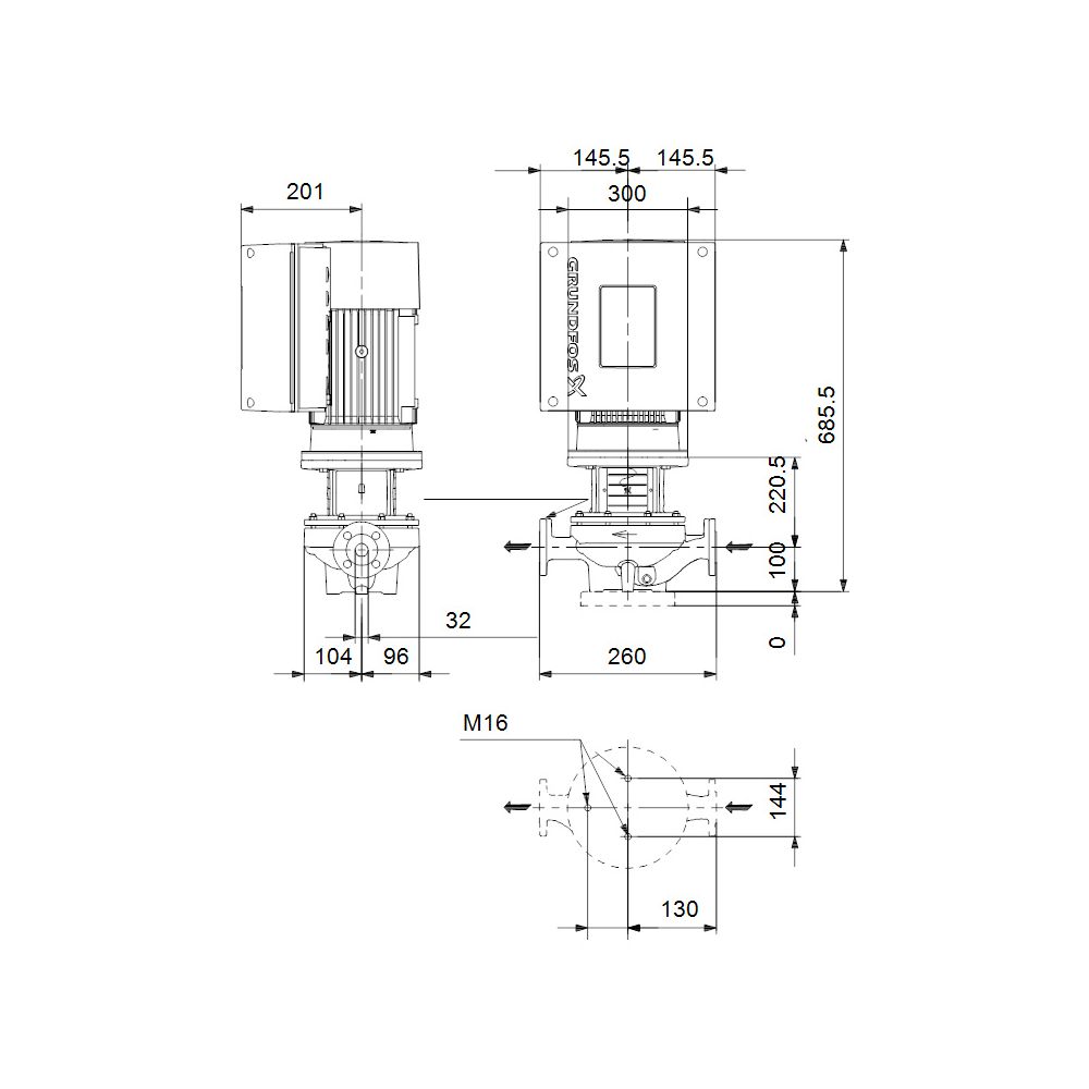 Grundfos Trockenläuferpumpe elektronisch geregelt TPE3 32-390 S-A-F-A-BQQE-IWB, 3x38... GRUNDFOS-93338827 5715471140722 (Abb. 3)
