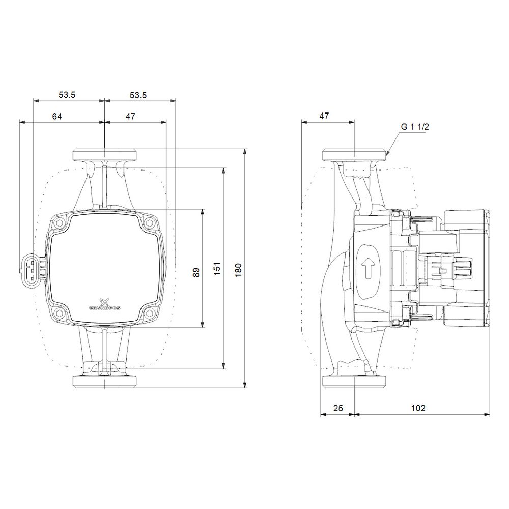 Grundfos Hocheffizienz Umwälzpumpe ALPHA1 GO 25-40 180mm, 220-240V 9H 1 1/2" max. Fö... GRUNDFOS-93074202 5715467404296 (Abb. 5)