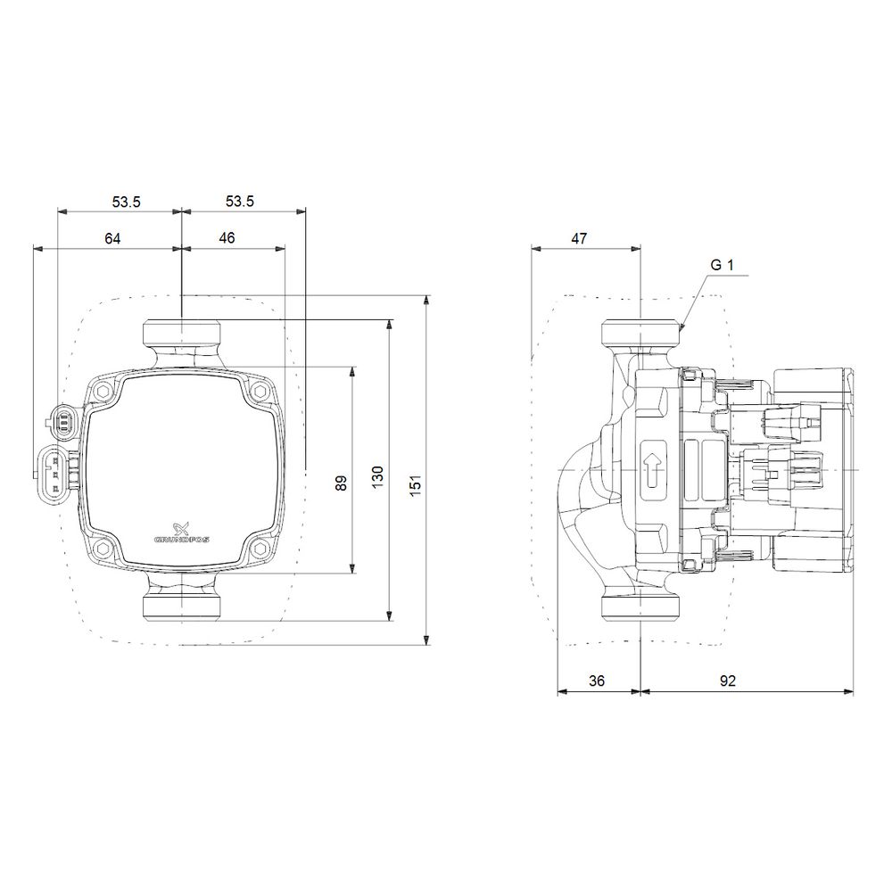 Grundfos Hocheffizienz Umwälzpumpe ALPHA2 GO 15-90 130mm, 220-240V 9H 1" max. Förder... GRUNDFOS-93074236 5715467404630 (Abb. 7)