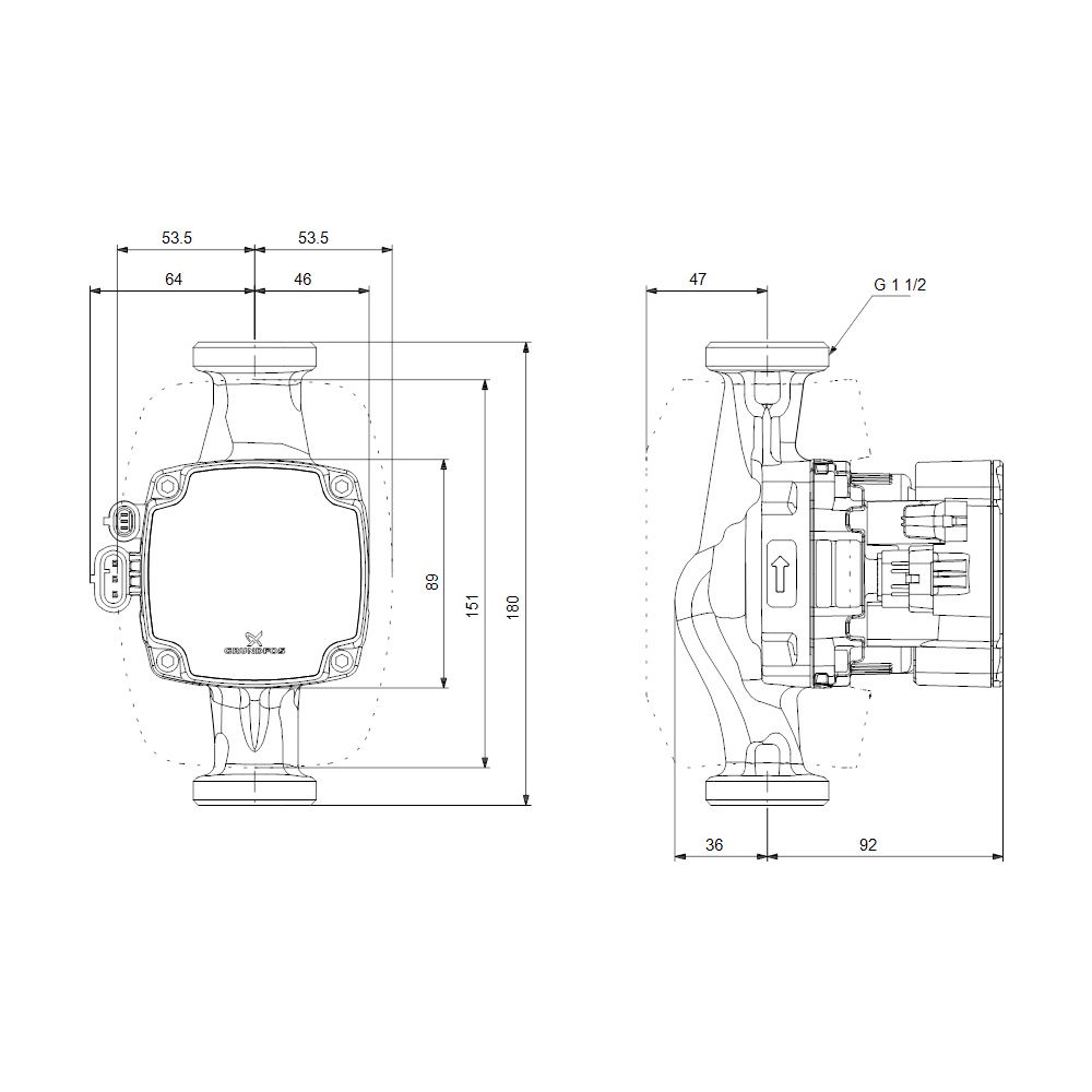 Grundfos Hocheffizienz Umwälzpumpe ALPHA2 GO 25-40 180mm, 220-240V 9H 1 1/2" max. Fö... GRUNDFOS-93074249 5715467404869 (Abb. 7)
