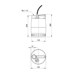 Grundfos Kellerentwässerungspumpe Unilift KP150-M1, 0,15kW 1x230V, max. Förderhöhe 5... GRUNDFOS-011H1300 5700391115400 (Abb. 1)