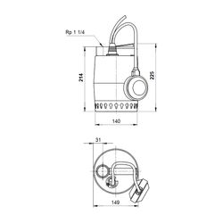Grundfos Kellerentwässerungspumpe Unilift KP250-A1, 0,25kW 1x230V, max. Förderhöhe 7... GRUNDFOS-012H1800 5700391116612 (Abb. 1)