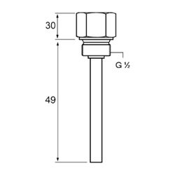 Grundfos Einschraub-Eintauchrohr G 1/2", Zubehör für Temperatursensor... GRUNDFOS-96430201 5700392947147 (Abb. 1)