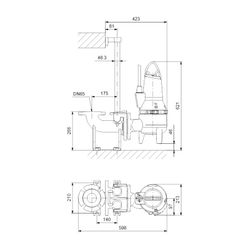 Grundfos Schmutzwasserpumpe Freistromlaufrad SLV.65.65.11.2.50B, 1,1kW 6 bar, bis 65... GRUNDFOS-96106577 5700396855523 (Abb. 1)