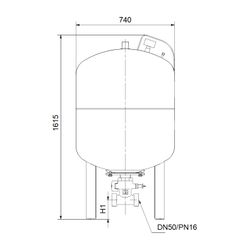 Grundfos Membran-Druckkessel DT5-200 PN16 DN 50, Zubehör für Druckerhöhungsanlange... GRUNDFOS-96870279 5700312377320 (Abb. 1)