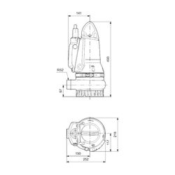 Grundfos Schmutzwasserpumpe DP10.50.15.E.2.50B, 3x400V 1,5kW 6 bar, max. Förderhöhe ... GRUNDFOS-96877503 5700312521389 (Abb. 1)