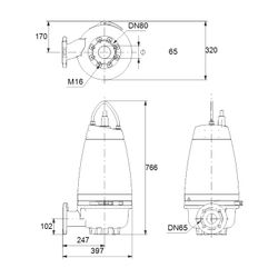 Grundfos Schmutzwasserpumpe Freistromlaufrad SEV.65.65.30.A.Ex.2.50D, 3kW 6 bar, bis... GRUNDFOS-96177698 5700830443446 (Abb. 1)
