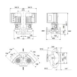 Grundfos Trockenläuferpumpe elektronisch geregelt TPE3 D 50-120 S-A-F-A-BQQE-EYB, 3x... GRUNDFOS-99272507 5713826365653 (Abb. 1)