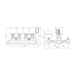 Grundfos Druckerhöhungsanlage Hydro Multi-E 4 CRIE 15-7, 1126x1184mm 7,5kW 16 bar ma... GRUNDFOS-99132963 5712607357214 (Abb. 1)