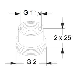 Grundfos Ausgleichsstücksatz A3 G 1 1/4"xG 2 2"x25, Zubehör für Umwälzpumpen... GRUNDFOS-535042 5700390863722 (Abb. 1)