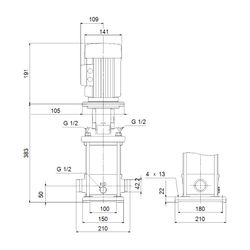 Grundfos Vertikale Kreiselpumpe CRI 15-9 A-P-A-E-HQQE, 3x400/690V max. 16 bar max. F... GRUNDFOS-96501930 5700396232065 (Abb. 1)